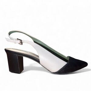 Tahari Black and White Low Heel Two-Tone Slingbacks! Size 7 1/2.